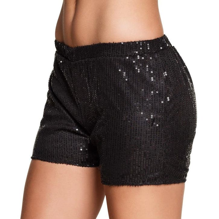 Korte Broek Pailletten Zwart M, Hobby en Vrije tijd, Feestartikelen, Nieuw, Verzenden