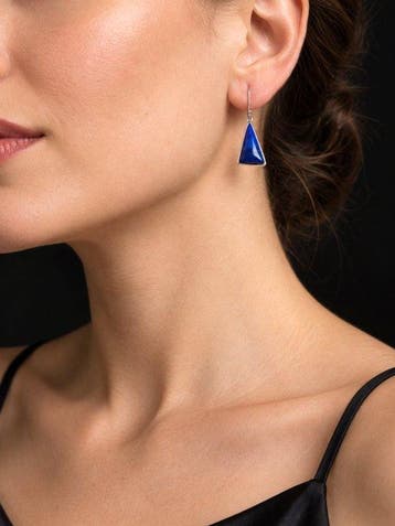 Lapis Lazuli Oorbellen van 925 sterlingzilver | gerhodineerd, Verzamelen