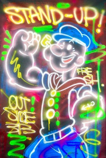 Outside313 - Popeye stand-up - New black edition, Antiek en Kunst, Kunst | Schilderijen | Modern