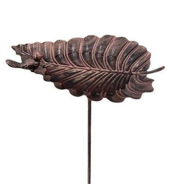 Sculpture, Decorative Leaf Bird Bath – Cast Iron Style