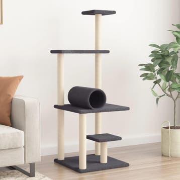 vidaXL Kattenmeubel met sisal krabpalen 136 cm donkergrijs, Verzenden, Nieuw
