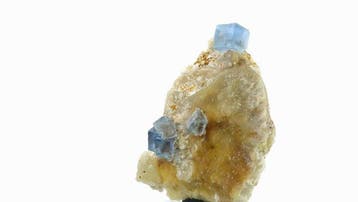 Blauwe fluoriet op chalcedoon - La Barre mine, Combrailles,