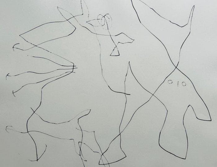 Joan Miro (1893-1983) - Flux de laimant - Pointe-sèche, Antiek en Kunst, Antiek | Overige Antiek