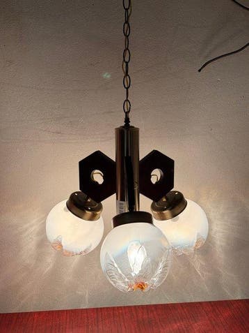 Plafondlamp - Glas, Metaal, Antiek en Kunst