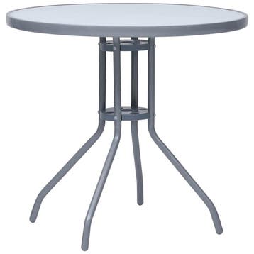 vidaXL Tuintafel 80 cm staal en glas lichtgrijs, Tuin en Terras, Verzenden, Nieuw