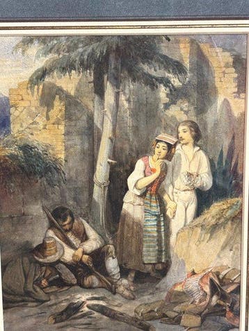 Jules David (1808-1892) - Couple fuyant durant le repos des