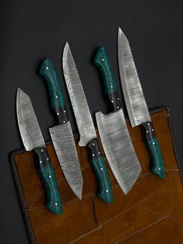 Japanese Style Kitchen Knife SET With Leather BAG Included -
