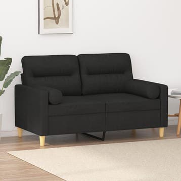 vidaXL Tweezitsbank met sierkussens 120 cm stof zwart, Verzenden, Nieuw