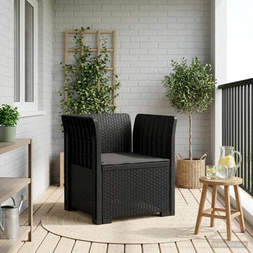 vidaXL Eén-zits Fauteuil met Kussen Rieten Look PP Antraciet, Verzenden, Nieuw