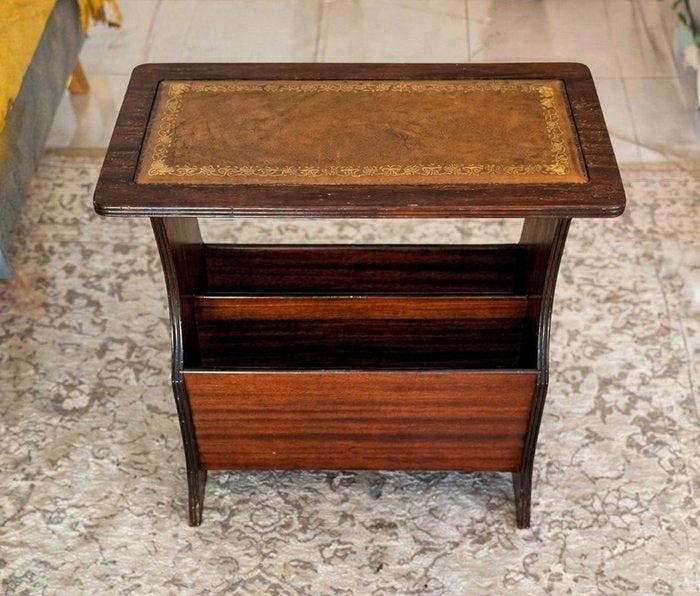 Gueridon - Mahonie, Leder, Antiquités & Art, Antiquités | Autres Antiquités