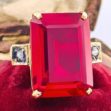 Zonder minimumprijs - Ring - 9 kt. Roségoud, Zilver Robijn -