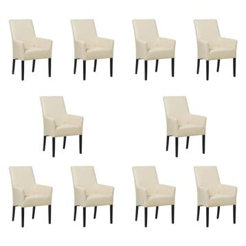 Set van 10 Leren eetkamerstoelen Just met armleuning -, Huis en Inrichting, Ophalen of Verzenden, Nieuw, Leer, Eén