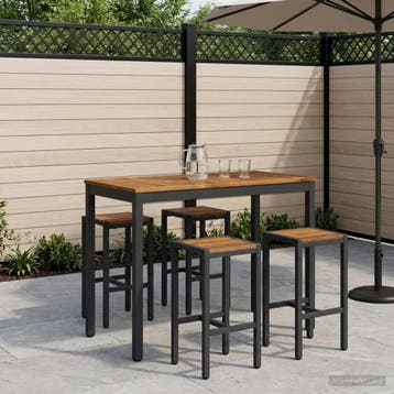 vidaXL Tuin Bar Tafel NAARDEN Naturel en Zwart 108,5 x 55 x, Tuin en Terras, Verzenden, Nieuw