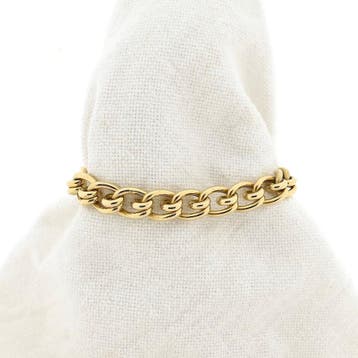 18 Krt. Vintage gouden fantasie schakelarmband | 20,5 cm, Handtassen en Accessoires, Ophalen of Verzenden, Gebruikt, Goud, Goud