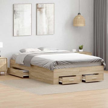 vidaXL Bedframe met lade met opslag Bruin 140 x 200 cm, Verzenden, Nieuw