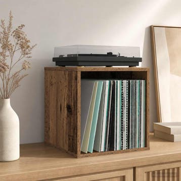vidaXL Vinyl Album Doos Oud hout 37 x 36,5 x 38 cm Bewerkt, Computers en Software, Verzenden, Nieuw