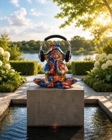 Beeld, street Art musical frog - 29 cm - polyresin