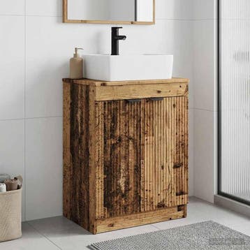 vidaXL Badkamer Vanity met Wastafel Oud hout 54 x 35 x 83 cm, Verzenden