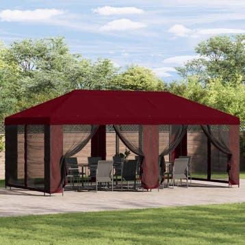 vidaXL Tuin gazebo met zijwanden 6 x 3 m Bordeauxrood, Jardin & Terrasse, Tonnelles, Verzenden