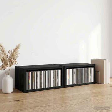 vidaXL CD Opslagrek 2 st Zwart eiken 40 x 17 x 17 cm Bewerkt, Verzenden, Nieuw