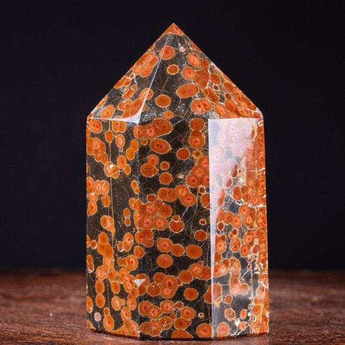 Levendige rode inclusies - RAAR !!! Peanut Obsidian Obelisks, Antiquités & Art, Curiosités & Brocante