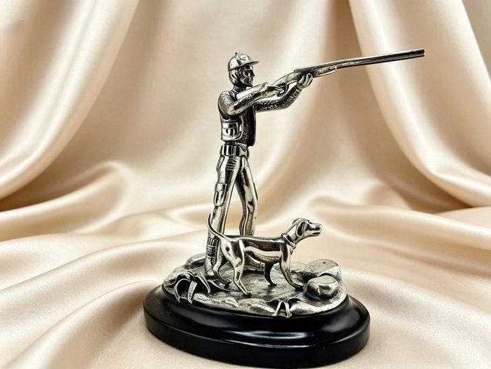 Figure - Miniatura de caza en plata - Argent 835, Antiquités & Art, Antiquités | Argent & Or
