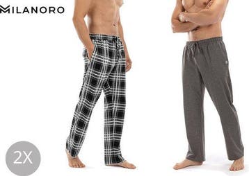2dekans | Milanoro - Set van 2 katoenen pyjamabroeken voor, Ophalen of Verzenden, Nieuw