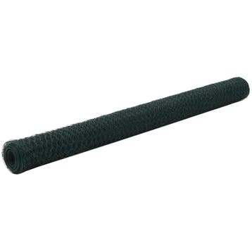 vidaXL Kippengaas 25x1,5 m staal met PVC coating groen, Verzenden, Nieuw