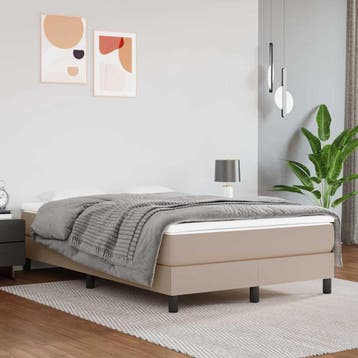vidaXL Boxspring met matras kunstleer cappuccinokleurig, Verzenden