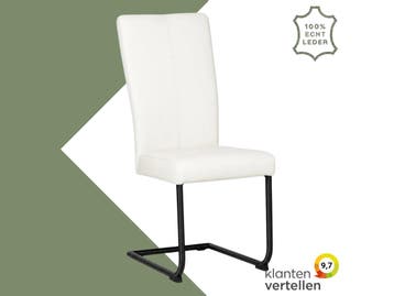 Leren eetkamerstoel Dry - Toledo Bianco (gebroken wit) -, Huis en Inrichting, Stoelen, Wit, Nieuw, Leer, Ophalen of Verzenden