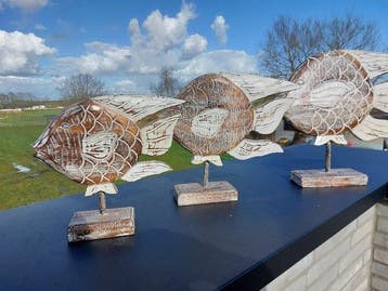 Beeld, wooden hand carved fish - 39 cm - Hout