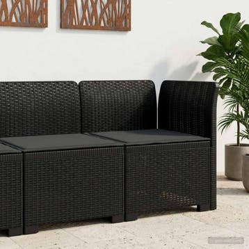 vidaXL Eén-zits Tuin Sofa met Kussen Rieten Look PP, Tuin en Terras, Verzenden, Nieuw