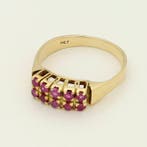 Ring - 18 karaat Geel goud - Robijn, Handtassen en Accessoires, Ringen, Nieuw