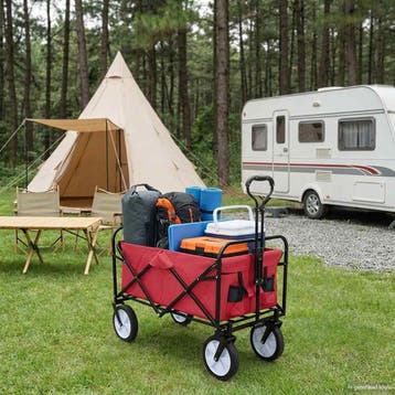 vidaXL Vouwbare winkelwagentje met remmen Rood 94 x 53 x 99, Verzenden, Nieuw