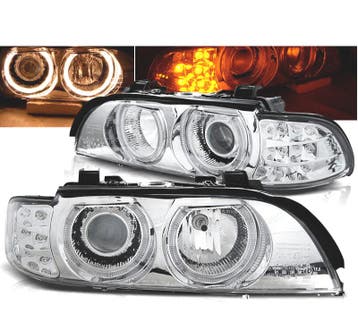 Phares Pour Bmw E39 95-03 Angel Eyes Chromé Led, Verzenden