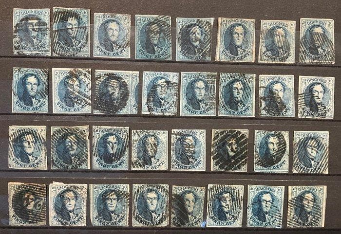 België 1851/1857 - Leopold I - Selectie ongetande Medaillons, Timbres & Monnaies, Timbres | Europe | Belgique