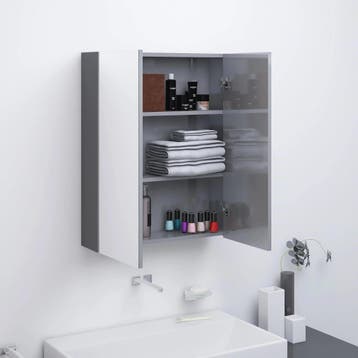 vidaXL Badkamerkast met spiegel 60x15x75 cm MDF glanzend, Verzenden, Nieuw