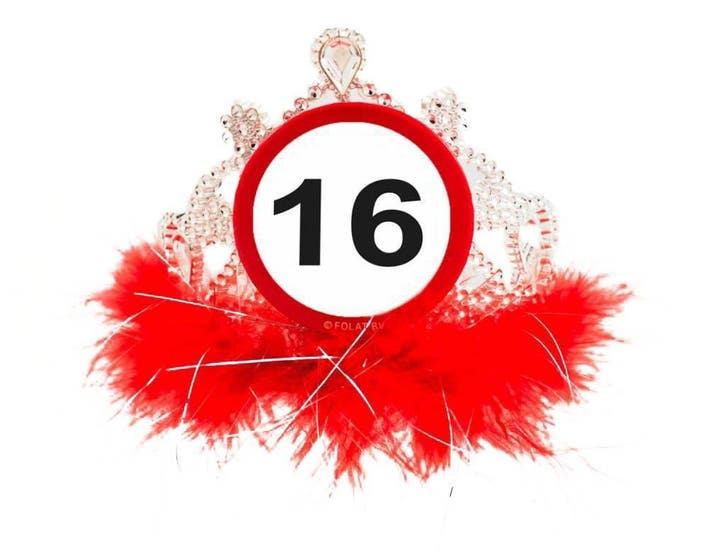 Kroontje 16 Jaar Verkeersbord, Hobby en Vrije tijd, Feestartikelen, Nieuw, Verzenden