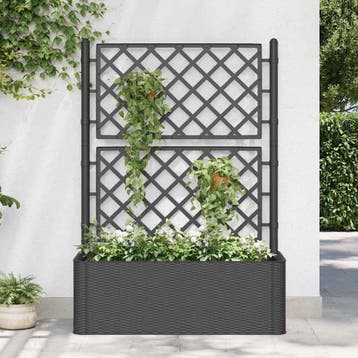 vidaXL Plantenbak hoog met latwerk en zelfbewateringssysteem, Tuin en Terras, Verzenden, Nieuw