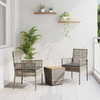 vidaXL Tuin Bistro Set 3 pcs Grijs poly rattan, Verzenden, Nieuw