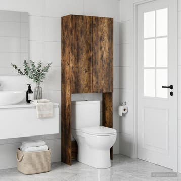 vidaXL Toiletkast ARNHEM Gerookt eiken 66 x 25,5 x 190 cm, Verzenden, Nieuw
