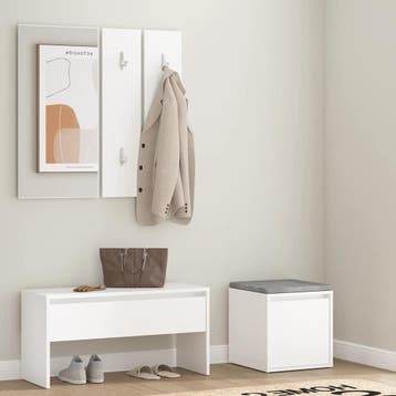 vidaXL Garderobe set bewerkt hout wit, Verzenden, Nieuw