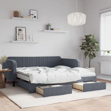 vidaXL Slaapbank onderschuifbed en lades 90x190 cm fluweel, Verzenden, Nieuw