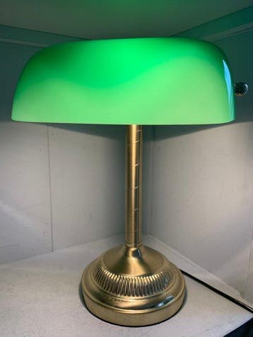 Lampe de banquier - Laiton doré - Lumière Denis / Notaire