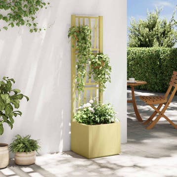 vidaXL Tuinplanter met Trellis Groen 36 x 36 x 140 cm PP, Verzenden, Nieuw