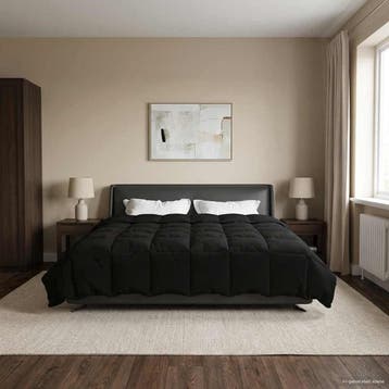 vidaXL Volledig Jaar Dekbed Gekwilt Zwart 240 x 260 cm, Verzenden, Nieuw