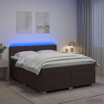 vidaXL Boxspringbed met matras en LED Donkerbruin 180 x 200, Verzenden, Nieuw