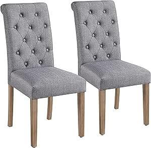 2dekans | Yaheetech Eetkamerstoelen Set van 2 Donkergrijs –, Maison & Meubles, Chaises, Enlèvement ou Envoi