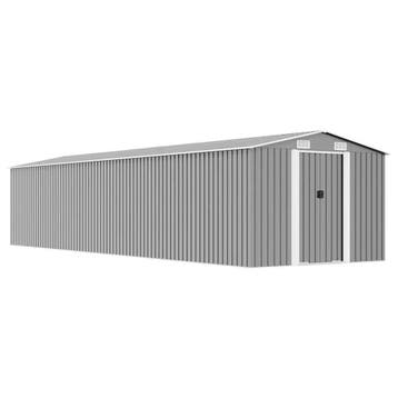 vidaXL Tuinschuur 257x779x181 cm gegalvaniseerd staal grijs, Verzenden, Nieuw