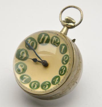 Horloge ronde vintage en sphère de verre - Acier, Verre -, Antiek en Kunst
